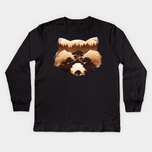 Raccoon Sunset Kids Long Sleeve T-Shirt